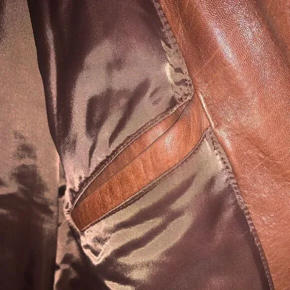 Mens Large Brown Soft leather coat - Picture 7 of 13